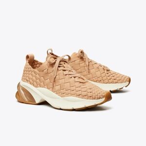 Tory Burch Good Luck Women's Tan Woven Sneakers Trainers 8